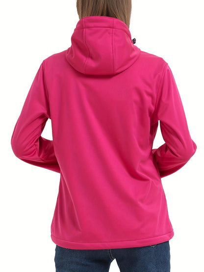 Women's Softshell Jacket - Fleece-Lined & Windproof - Adjustable Hood