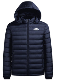 Men's Puffer Jacket - Warm Quilted & Windproof - Removable Hood