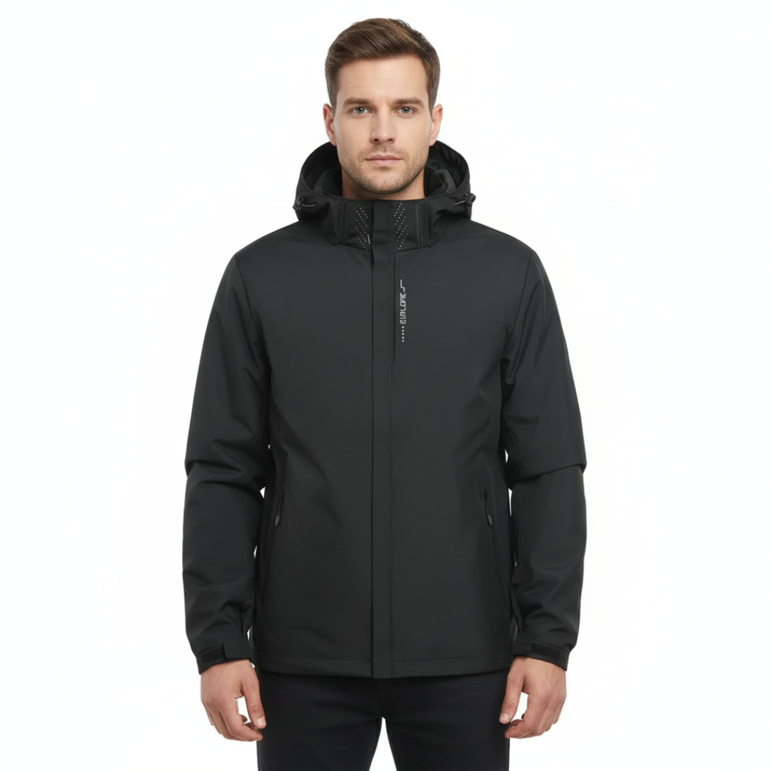 Men's Rain Jacket - Waterproof with Sealed Seams - Adjustable Hood