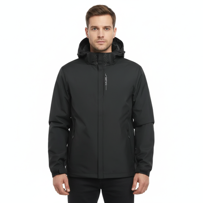 Men's Rain Jacket - Waterproof with Sealed Seams - Adjustable Hood