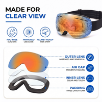 Snowboard Goggles - Anti-Fog Double Lens - Mirrored