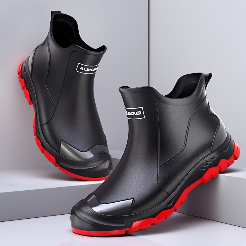 Ankle Rain Boots - Waterproof Slip-On Chelsea Boot - Non-Slip Lug Sole