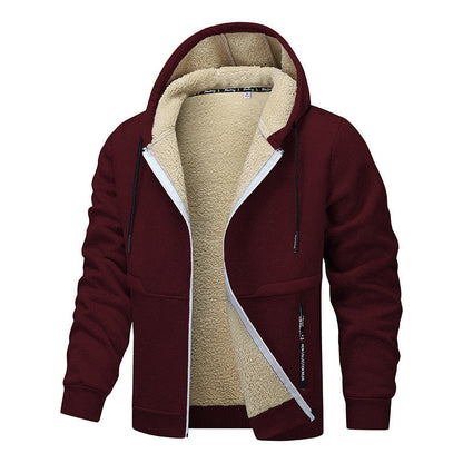 Kapuzenjacke Herren grau mit Sherpa-Futter und Zipper