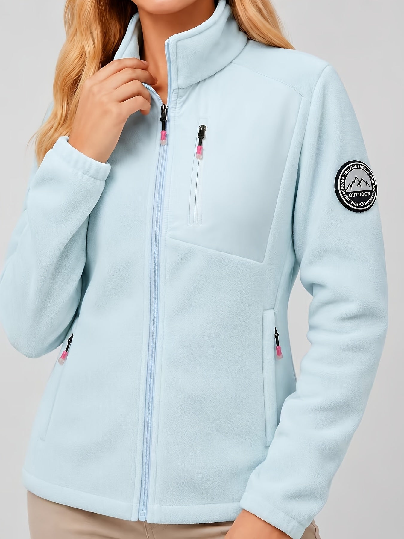 Fleecejacke Damen - Stehkragen mit Reißverschluss - Drei Reißverschlusstaschen
