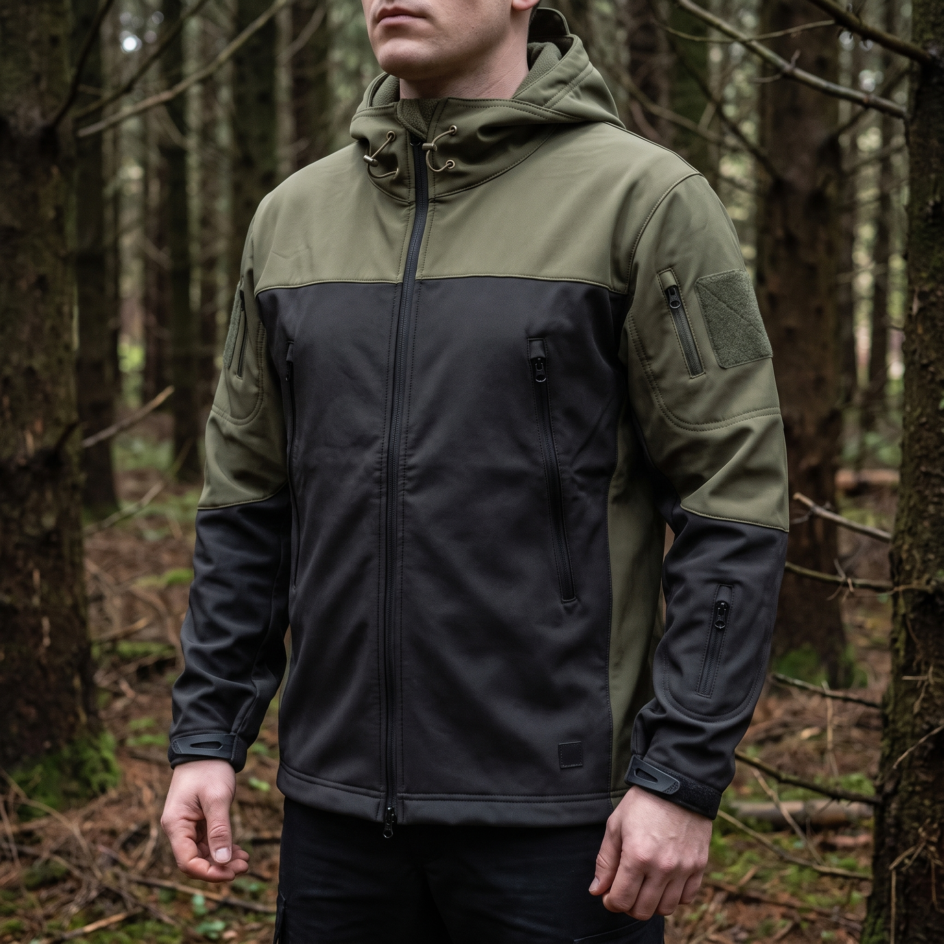 Softshelljacke Herren - Fleecefutter - Taktisches Design mit Kapuze