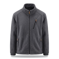Men's Fleece Jacket - Plush Lined Sleeves & Collar - 3 Zip Pockets