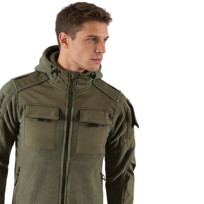 Men's Fleece Jacket - Hooded Tactical Softshell - Camo & Solid Colors