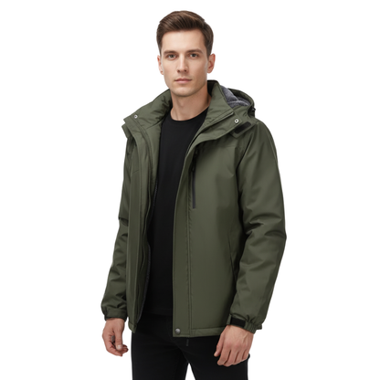 Men's Waterproof Jacket - Fleece-Lined & Windproof