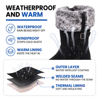 Women's Mid-Calf Winter Boots - Fur Collar - Waterproof