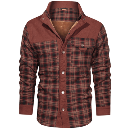 Flanelljacke Herren oliv kariert im Holzfäller-Look