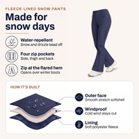 Women's Snow Pants - Fleece-Lined Softshell Ski Pants - Water-Repellent