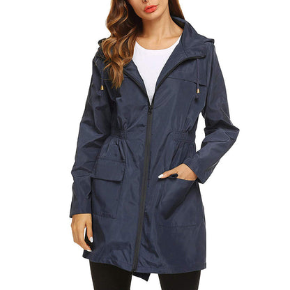Women's Rain Jacket with Hood - Lightweight & Water-Repellent - Tailored Fit