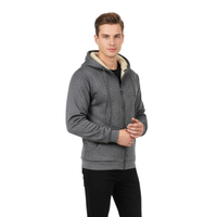 Men's Fleece Jacket with Hood - Sherpa Lined & Windproof - Full Zip