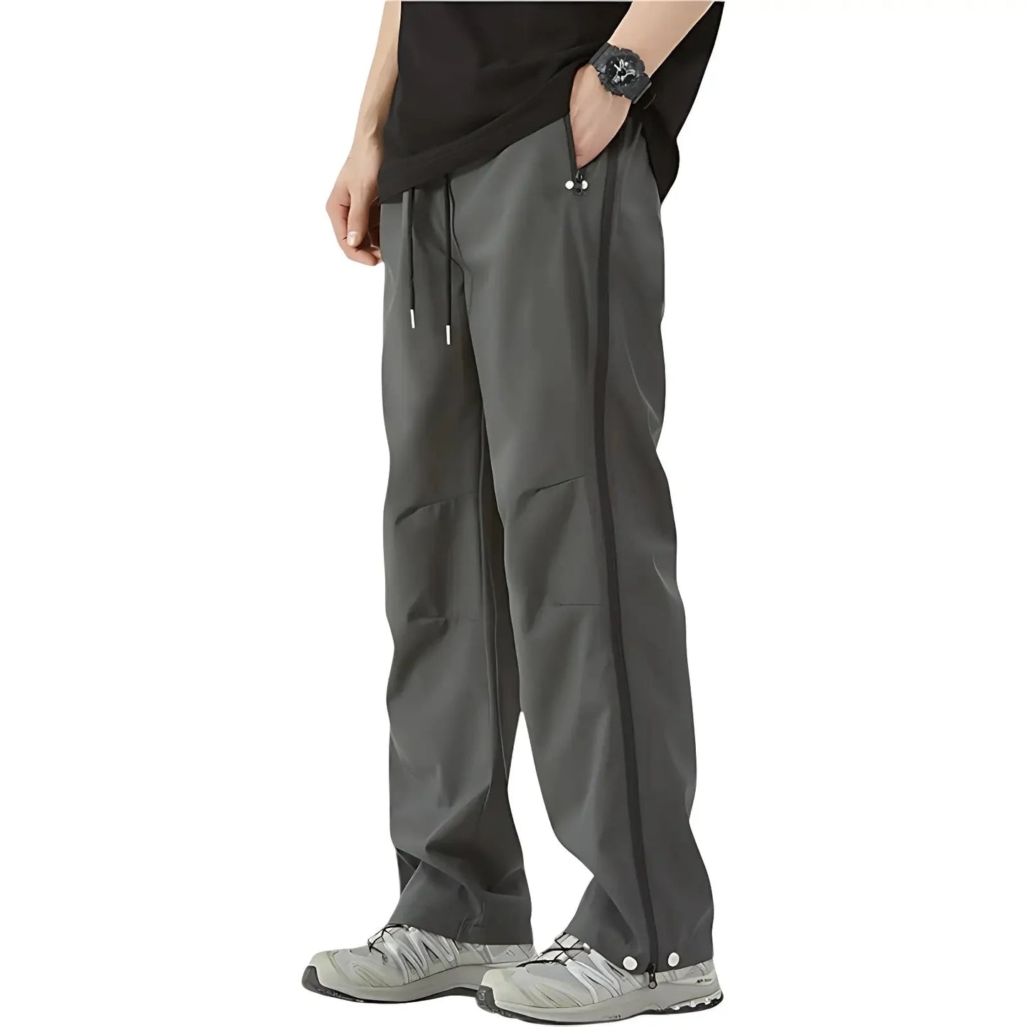 Rain Pants - Full-Length Side Zippers - Water-Repellent & Windproof