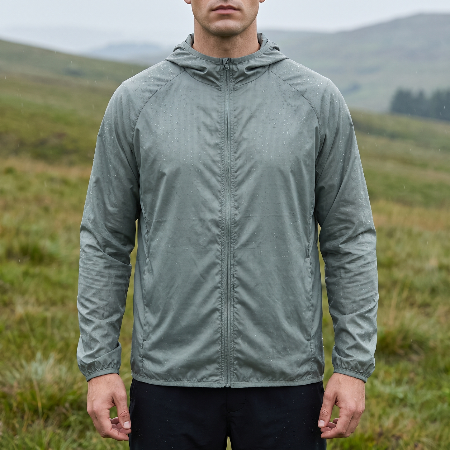 Übergangsjacke Herren - Wasserabweisender Windbreaker - Faltbar mit Packbeutel