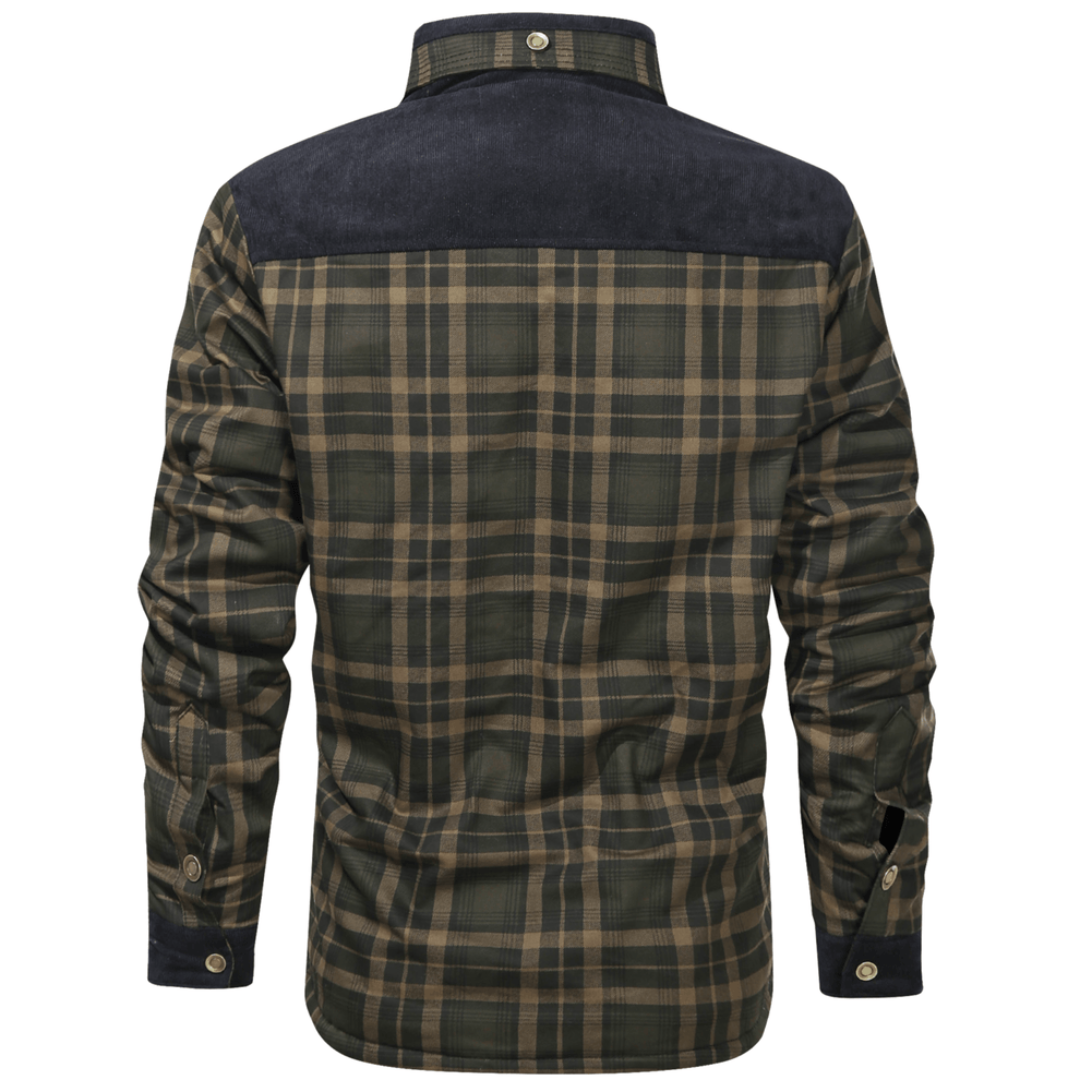 Flanelljacke Herren oliv kariert im Holzfäller-Look