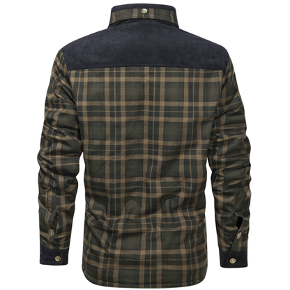 Flanelljacke Herren oliv kariert im Holzfäller-Look