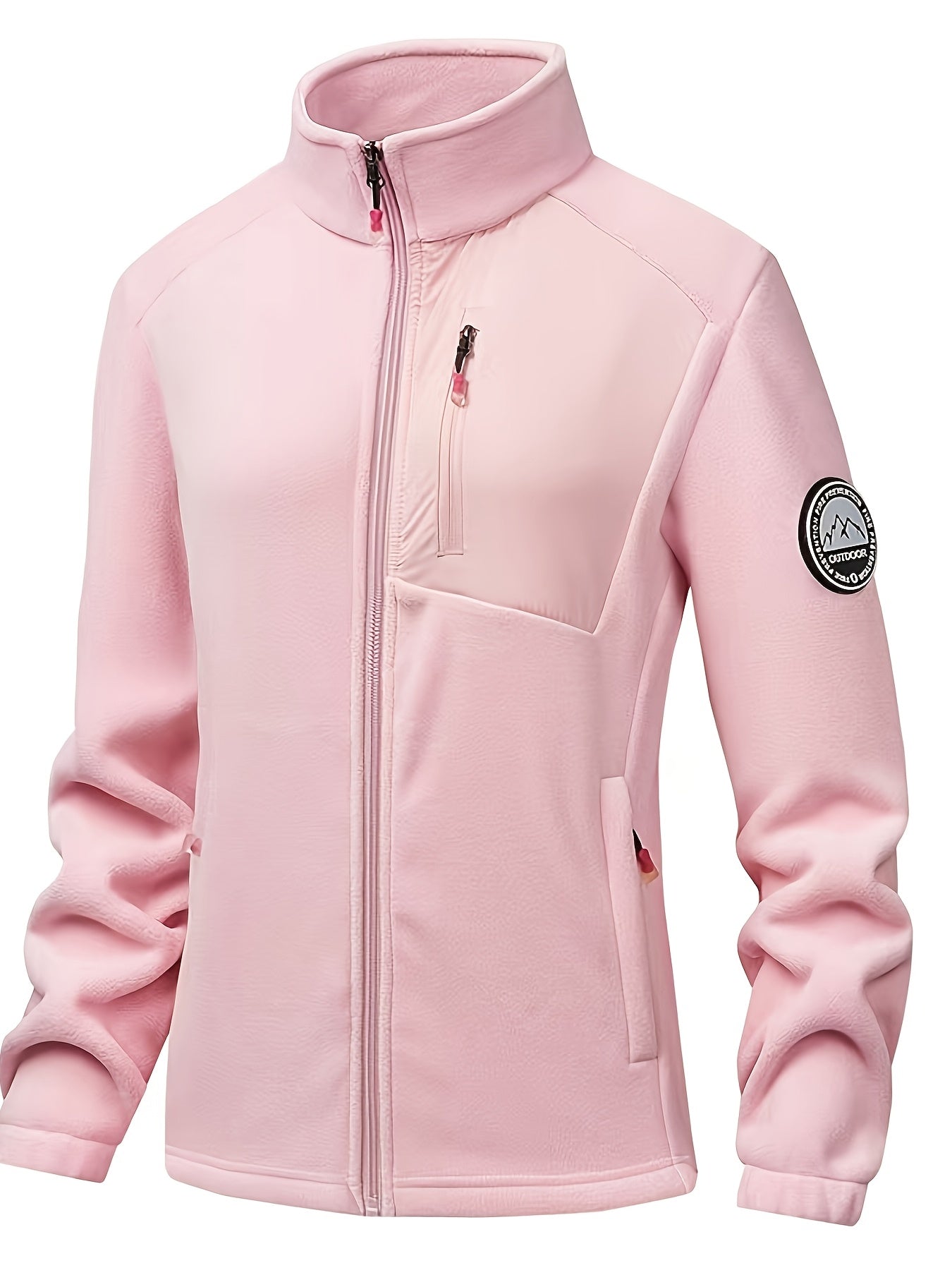 Fleecejacke Damen - Stehkragen mit Reißverschluss - Drei Reißverschlusstaschen