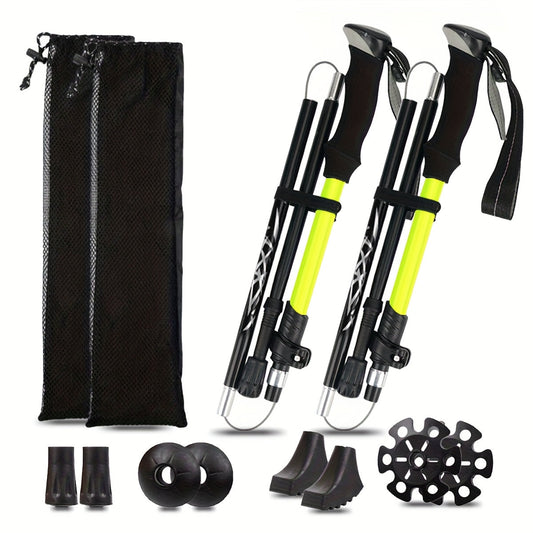 Hiking Poles - Collapsible Folding Trekking Poles - Set of 2 with Bags