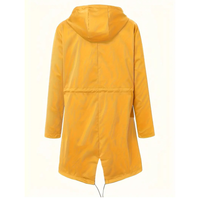 Women's Rain Coat with Hood - Long Waterproof Cut - Adjustable Waist