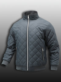 Men's Quilted Jacket - Warm Fleece Lined - Stand Collar