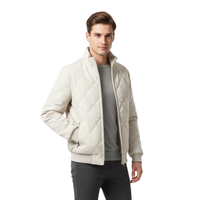 Men's Quilted Jacket - Plush Fleece Lining - Stand Collar