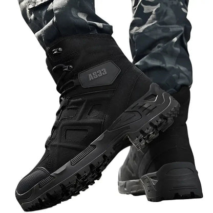 Men's Tactical Boots - Waterproof & High-Top Support - Slip-Resistant Sole