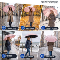Flower Umbrella for Women - Waterproof & UV-Blocking - Wooden Handle