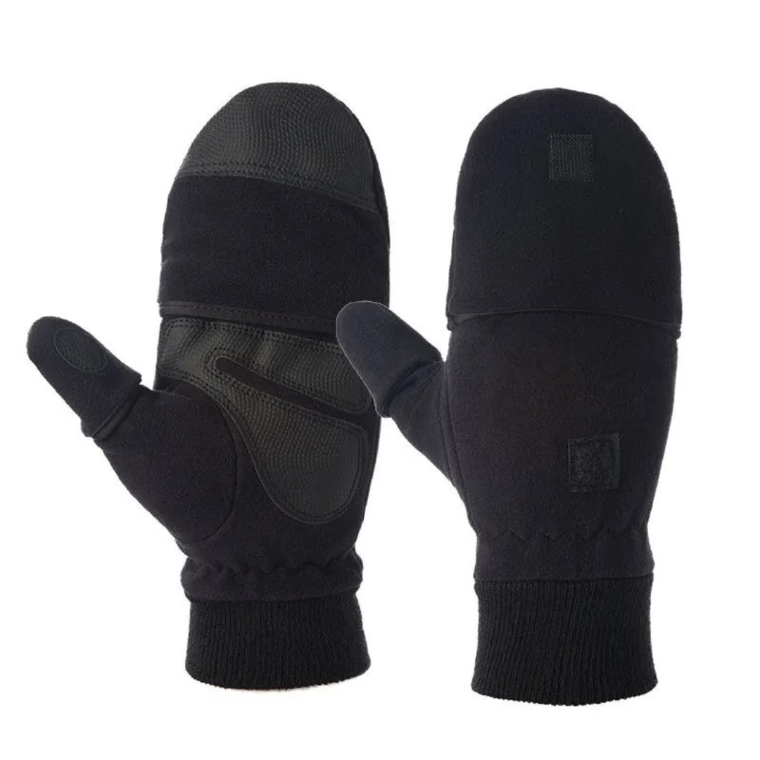 2-in-1 Flip-Top Mittens - Fingerless Base - Fleece Lined