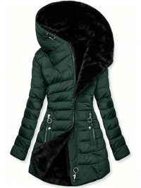 Women's Puffer Coat - Faux Fur Hood - Waterproof