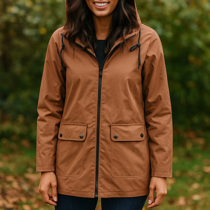 Women's Rain Jacket - Waterproof & Windproof - Adjustable Hood