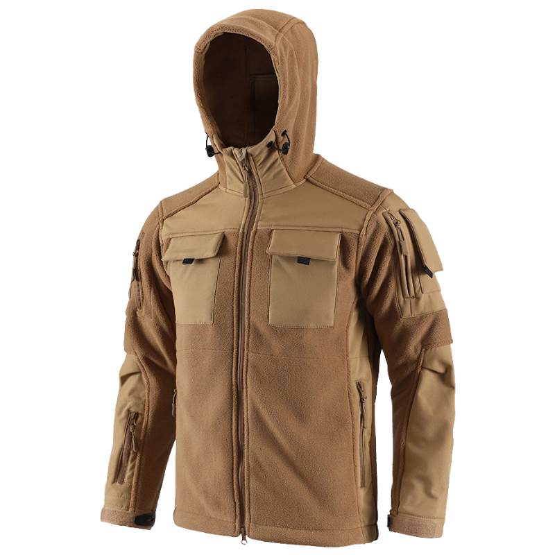 Men's Fleece Jacket - Hooded Tactical Softshell - Camo & Solid Colors