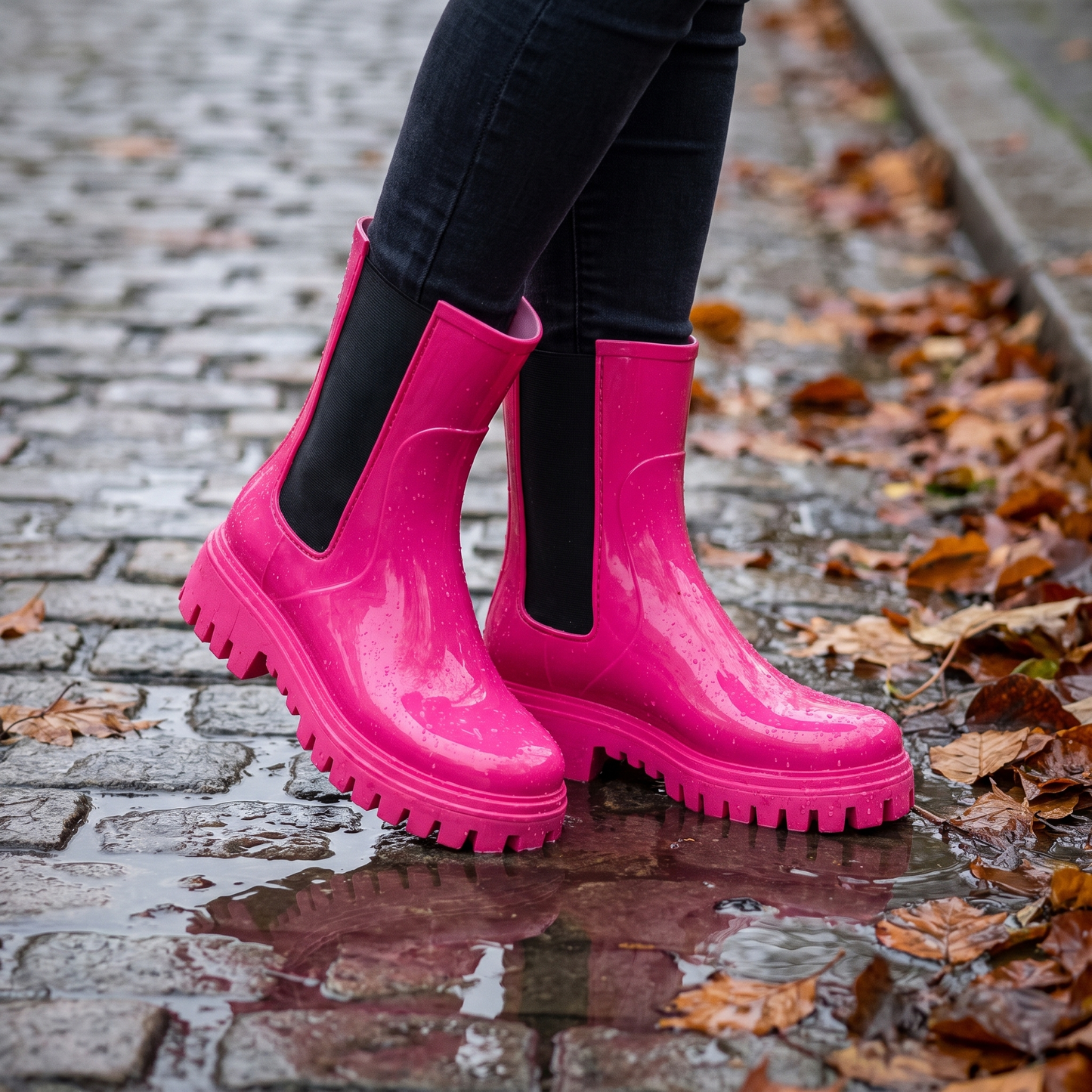 Regenstiefel Damen im Chelsea-Stil - wasserabweisend - Profilsohle