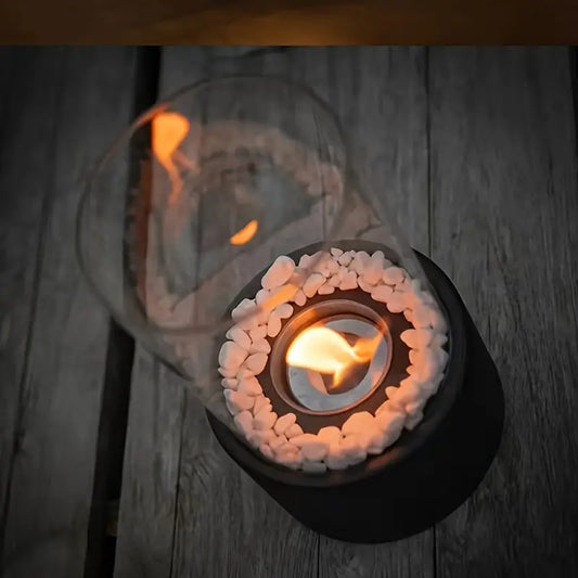 Round Table Top Fire Pit - Bio Ethanol Tabletop Fireplace - Indoor & Outdoor