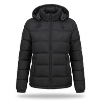 Women's Puffer Jacket - Hooded & Fully Lined - Adjustable Drawcord