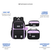 Girls School Backpack Set - 3-in-1 with Lunch Bag - USB Charging Port