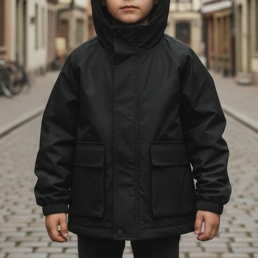 Kids Rain Jacket - Waterproof & Lined - Hooded Boys' Jacket