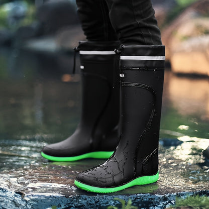 Waterproof Rubber Boots - Tall Drawstring Shaft - Reflective Trim