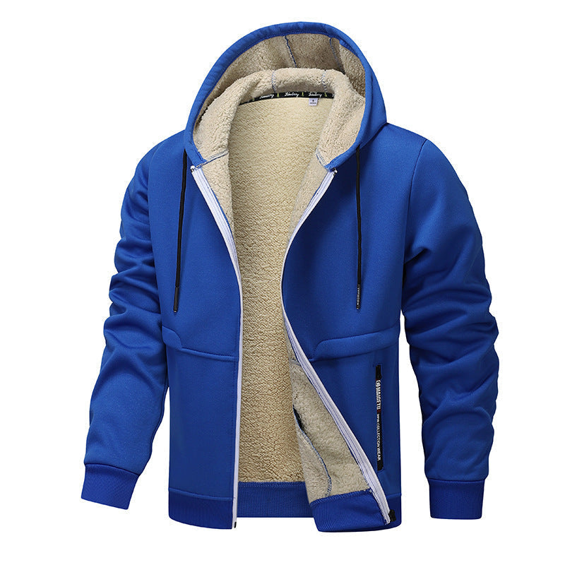 Kapuzenjacke Herren grau mit Sherpa-Futter und Zipper