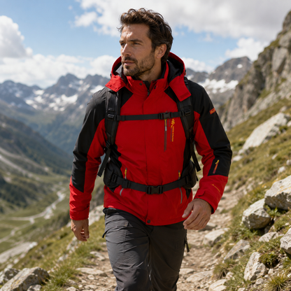 Men's Waterproof Rain Jacket - Windproof Shell - Removable Hood