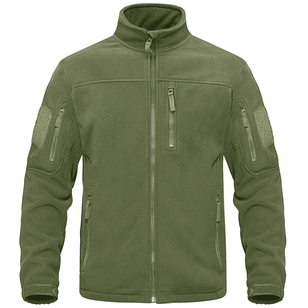 Taktische Fleecejacke Herren coyote-braun mit Stehkragen