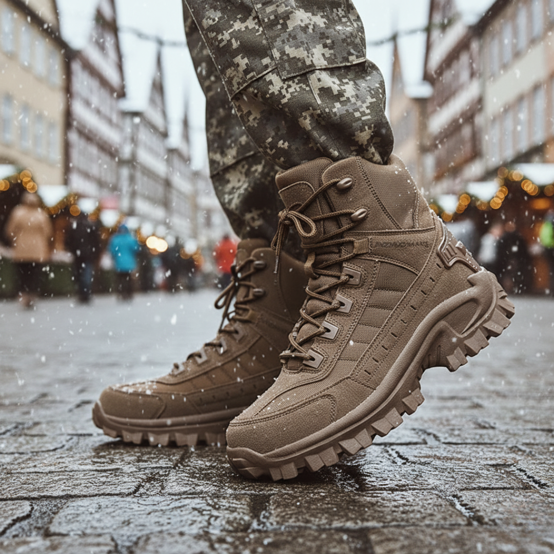 Men's Winter Boots - Tactical-Style Warm Lined - Non-Slip Grip Sole