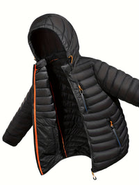 Men's Fall Jacket - Lightweight Quilted Design - Removable Hood