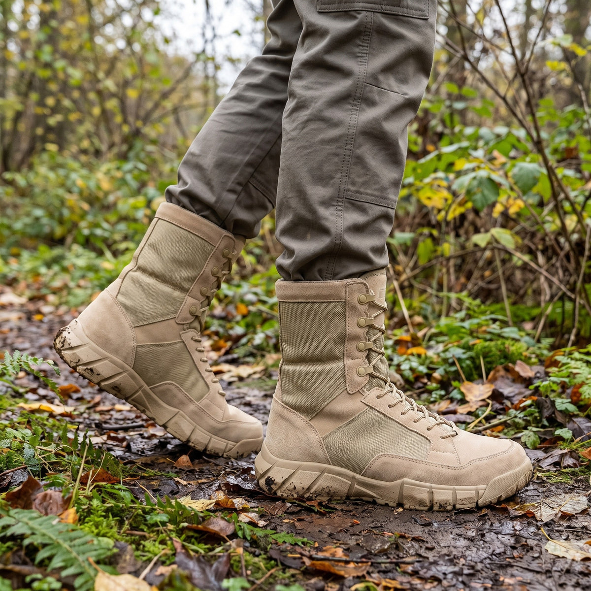 Tactical Boots for Men - Lightweight Suede & Textile - Breathable Lining