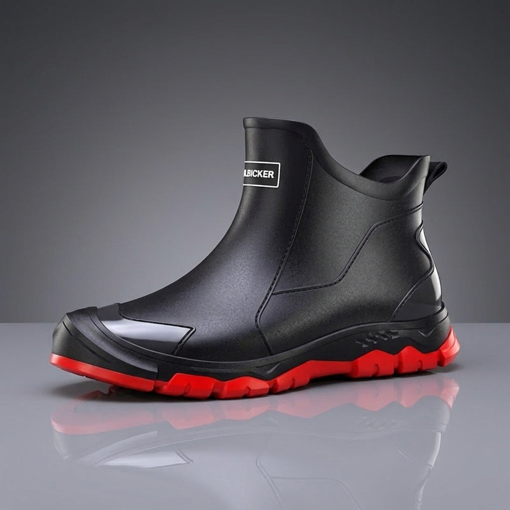 Ankle Rain Boots - Waterproof Slip-On Chelsea Boot - Non-Slip Lug Sole
