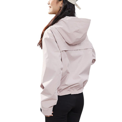 Women's Rain Jacket - Cropped Water-Repellent Shell - Adjustable Hem