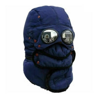 Trapper Hat with Face Mask - Aviator Hat with Goggles - Plush Lined