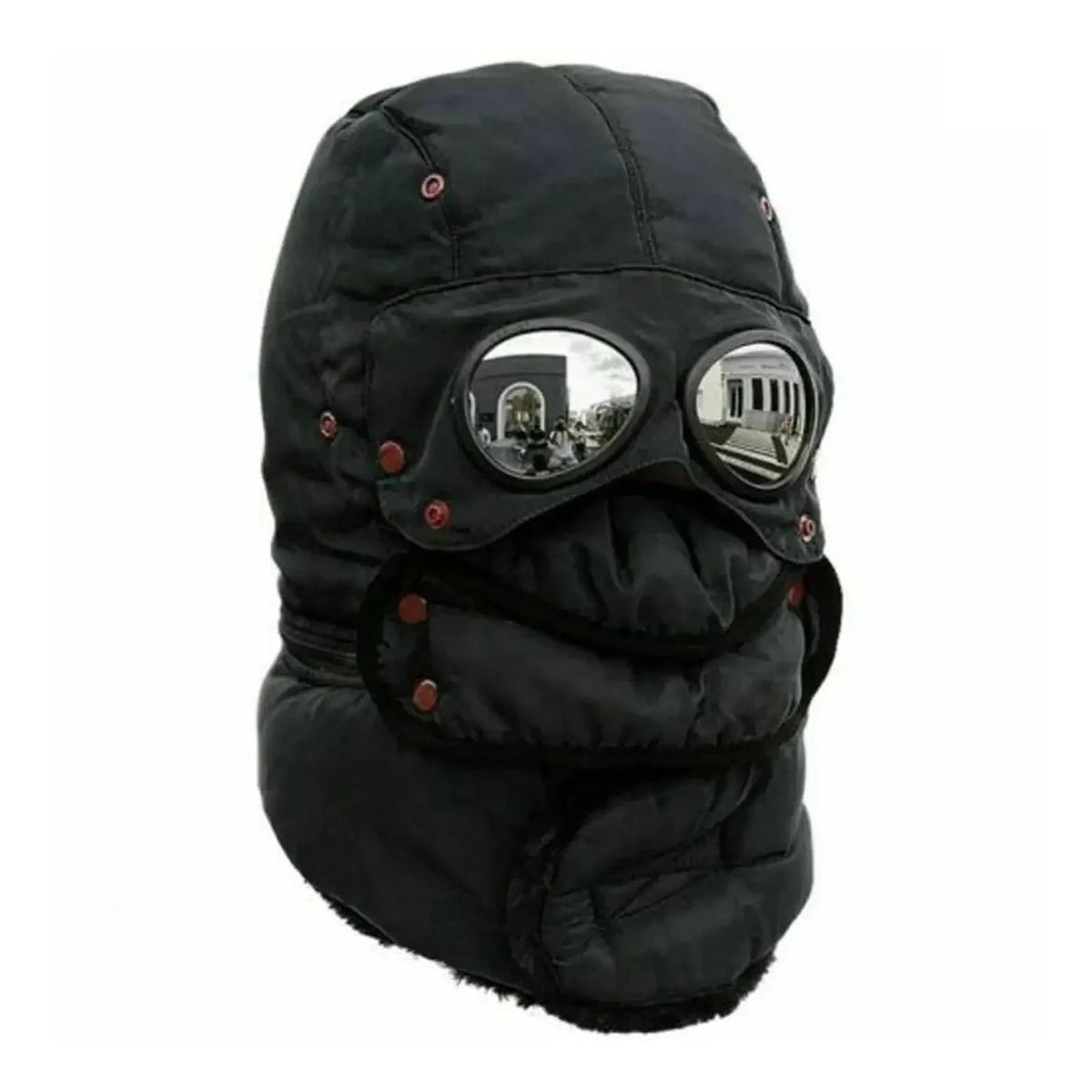 Trapper Hat with Face Mask - Aviator Hat with Goggles - Plush Lined