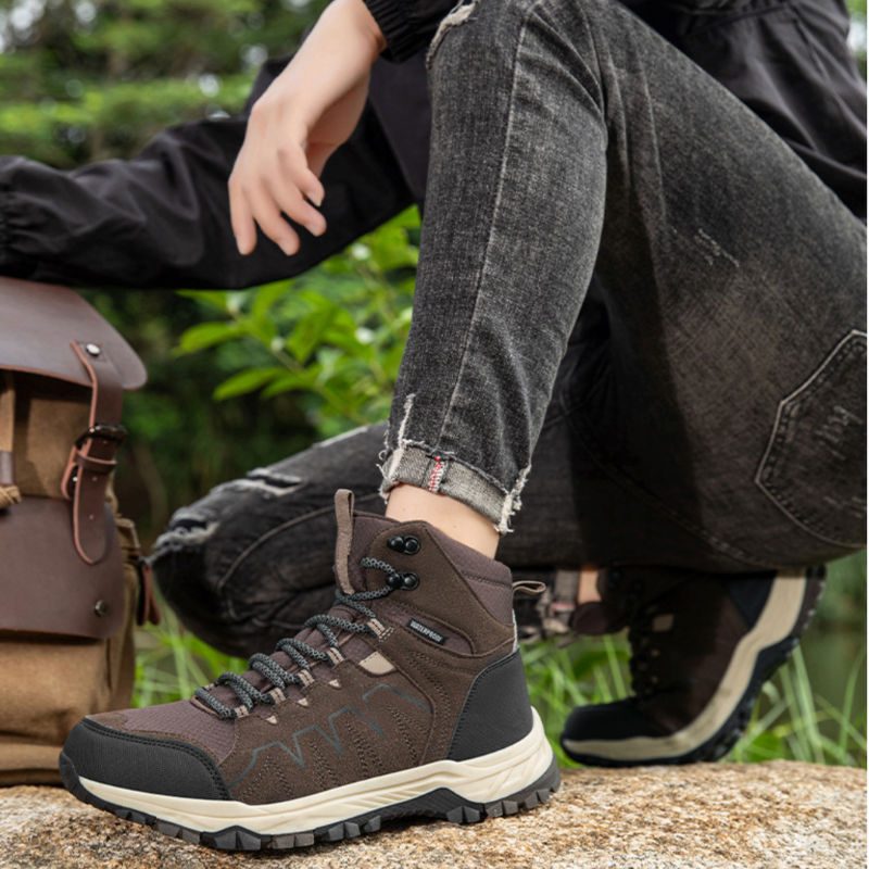 Waterproof Hiking Boots - Ankle-High Support - Non-Slip Grip