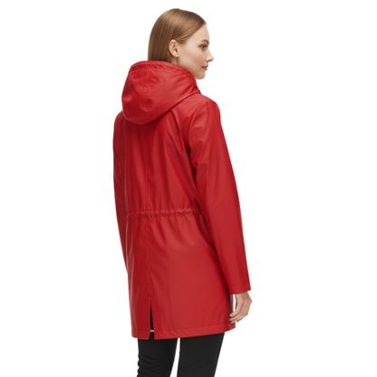 Women's Raincoat with Hood - Waterproof & Lightweight - Adjustable Waist
